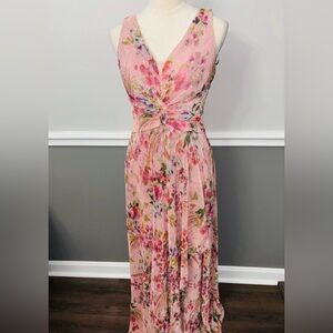 R&M Richards Floral Pink V-Neck Maxi Dress